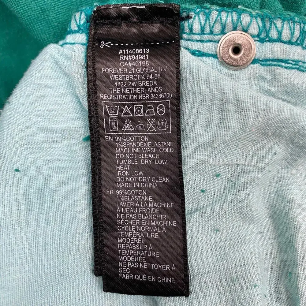 Life in Progress Skinny Zipper Detail Women' size 25 Green Denim Jeans - Picture 4 of 4